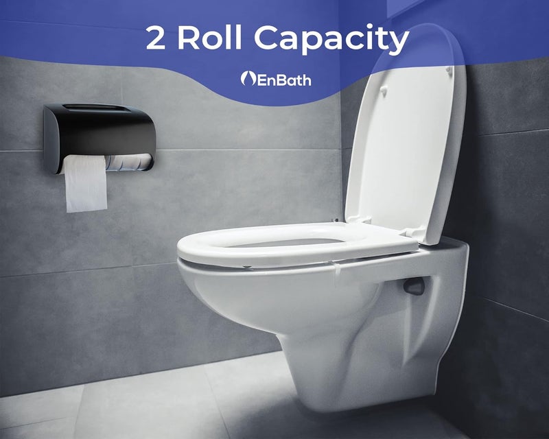 EnBath Commercial Toilet Paper Dispenser Wall Mount, Double (2 Roll) Locking Toilet Paper Holder (Black), Compact Two Roll, Side by Side Design Tissue Paper Dispenser (Dispensador de Papel Higienico Doble) - Image 2
